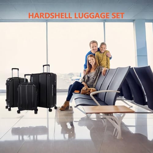 OUZZO 3-Piece Luggage Set, Hard-Shell Suitcases with USB Charging Port