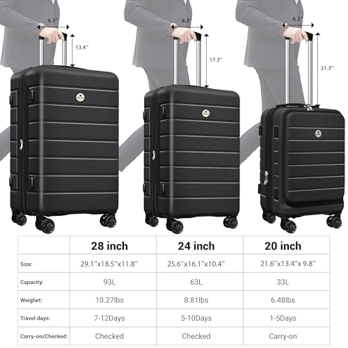 Classic 3-Piece Luggage Set Lightweight Hardside Suitcase TSA Lock Spinner Wheels