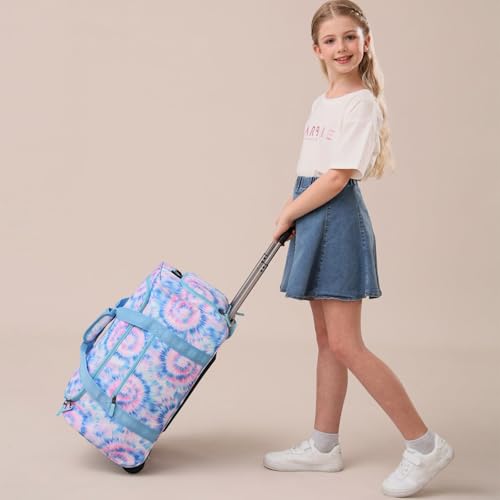 Choco Mocha Girls Galaxy DarkPurple Suitcase with Wheels Kids Purple Rolling Duffle Bag for Camping Teen Girls Toddler Luggage Bag for Travel