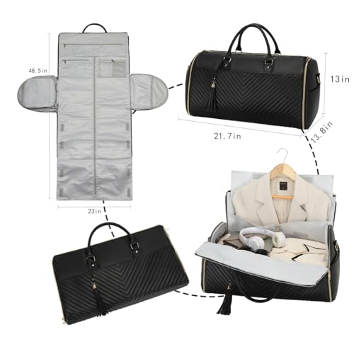 RUIMA Convertible Carry On Garment Bag - Waterproof PVC Leather with Shoe & Cosmetic Compartments
