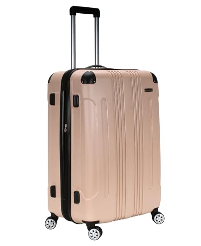 Rockland London Hardside Expandable Luggage with Spinner Wheels, Beige, Checked 28 Inch