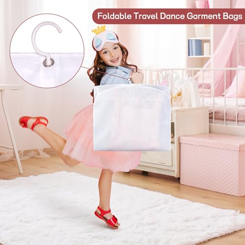Kimbora Costume Dance Garment Bag with 3 Clear Zipper Pockets for Suits Dress Cover, Travel & Competitions Protector, Set of 2
