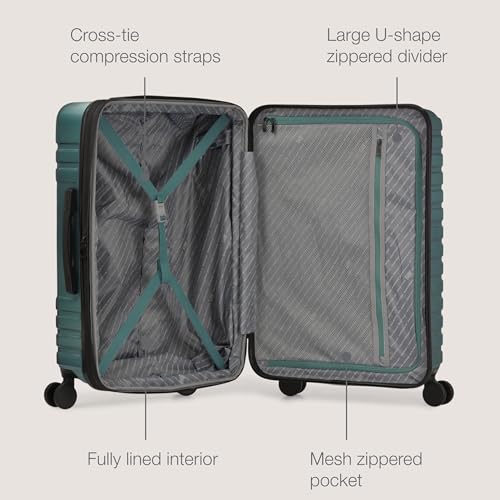 U.S. Traveler Boren Polycarbonate Hardside Rugged Travel Suitcase Luggage with 8 Spinner Wheels, Aluminum Handle, Teal