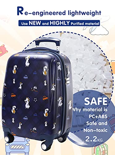 Lttxin Kids’ Kids Luggage With Spinner Wheels Hard Shell Carry On Rolling Suitcase for Toddler Boys Girls Travel Gift (Dinosaur-Car, Upgrade 19inch), Gt-kl209