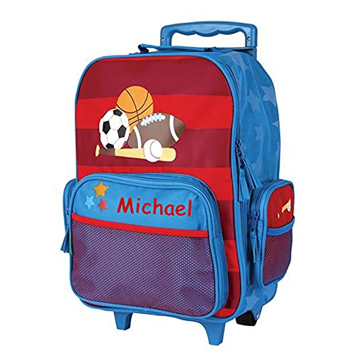 Stephen Joseph Kids Luggage - Personalized Carry On Luggage - Sports Ball Travel Bag - Rolling Bag with Custom Name