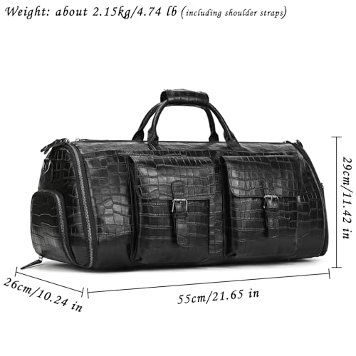 Genuine Leather Garment Travel Duffle Bag