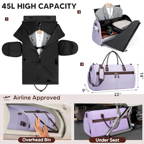 Garment Bags for Travel, Convertible Travel Garment Duffle Bag, Carry On Garment Bag for Men Women with Shoes Compartment