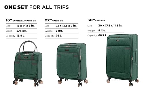 kensie Hudson Softside Spinner Luggage, Smoke Pine
