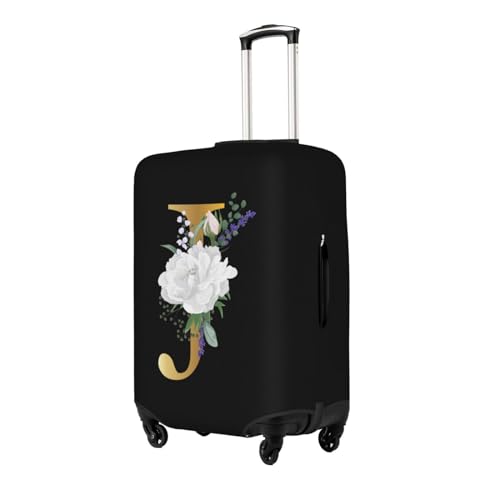 Thinsen Luggage Cover Elastic Washable Suitcase Protector for Traveling with Zipper Anti-Scratch, Letter Black Floral