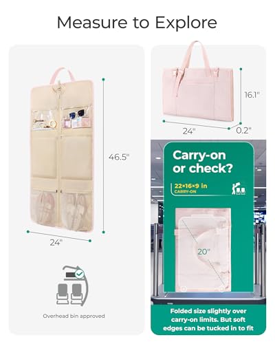 BAGSMART Garment Bags for Travel Convertible puffy Suit Carrier for Women Men Weekender Foldable Carry on Garment Bags for Hanging Clothes, Dresses, Coats, Shirts