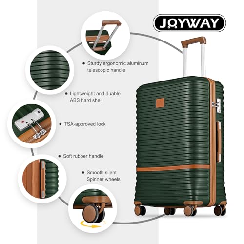 Joyway Luggage Set 7 Piece Suitcase Sets with Spinner Wheel,Hardside Expandable Travel Laggage with TSA Lock(18/20/24/28 Green)