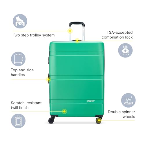 United Colors of Benetton Now Hardside Luggage with Spinner Wheels, Light Pink, Checked-Large 27 Inch