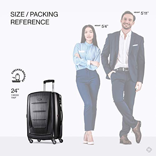 Samsonite Winfield 2 Hardside Expandable Luggage with Spinner Wheels, Brushed Anthracite, Checked-Medium 24-Inch