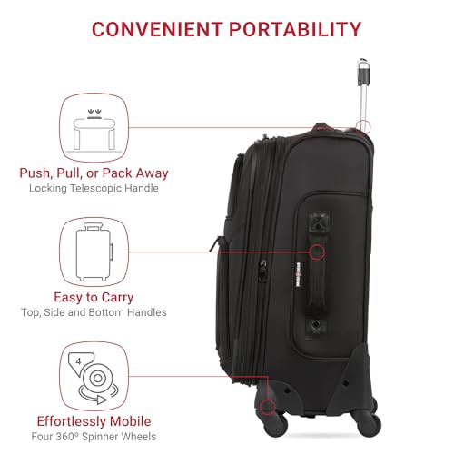SwissGear Sion Softside Expandable Luggage, Black, Carry-On 21-Inch