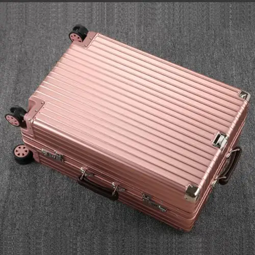 All Aluminum Magnesium Carry on Luggage Airline Approved, Hardside Carry on Suitcase with TSA Lock, Zipperless Luggage Checked Luggage Metal Rolling Luggage for Travel, Business (Rose