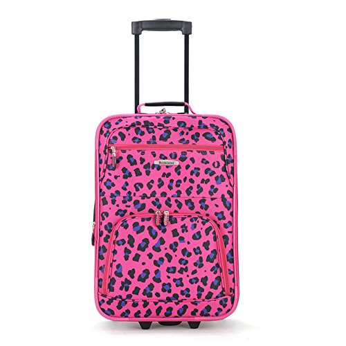 Rockland Fashion Softside Upright Luggage Set, Magenta Leopard