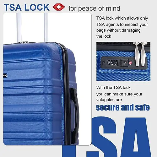 Travelhouse Luggage Sets, Wear-Resistance Hardshell Spinner Wheels Suitcase Sets with Tsa Lock