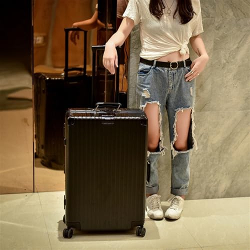 Travel Suitcases with Wheels Retro Suitcase Aluminum Frame Trolley Suitcase Universal Wheel Boarding Case Multifunctional Portable Suitcase for Outdoor Travel (Color : D