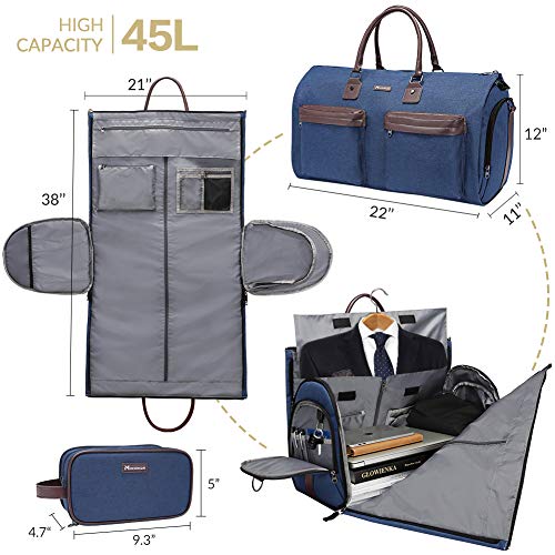 Convertible Garment Bag with Toiletry Bag, Modoker Carry on Garment Duffel Bag for Men Women