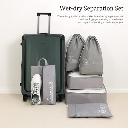 LOUIS KAISER Premium 29 Inch Luggage, Top Opening Aluminum Frame Airline Approved ABS+PC Hard Shell Suitcases with Silent Wheels, TSA Lock, Front Pocket and Wet-dry Separated Six-piece set