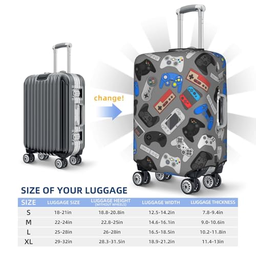Lukbfall Game Console Controllers Luggage Suitcase Covers Elastic Washable Gamepad Luggage Protector Travel Suitcase Protective Cover For Kid And Adult, M (Fit 22