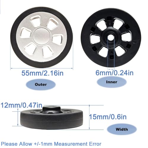 Luggage Replacement Wheels, Smooth Rolling TPU Rubber Spinner for Travel bags, Trunk,ATVs,Trolleys Repair Kit