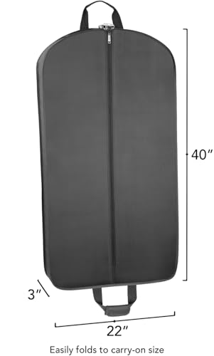 WallyBags Deluxe Travel Garment Bag with Two Pockets, Black 930