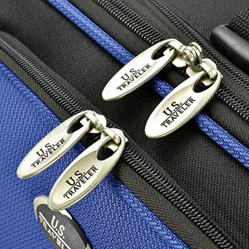 U.S. Traveler New Yorker Lightweight Softside Expandable Travel Rolling Luggage, Blue Dobby