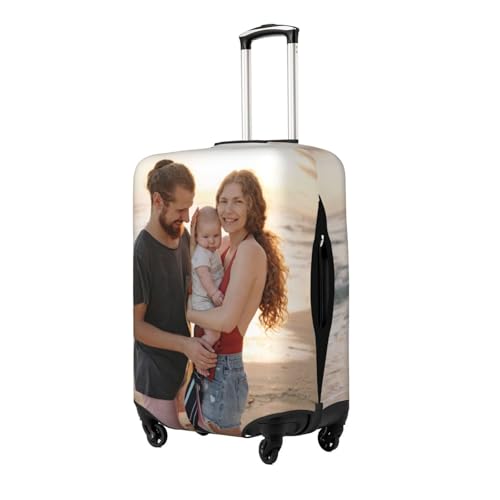 Custom Luggage Cover Personalized Travel Suitcase Protector Cover Elastic Washable Stretch Baggage Covers, Design Your Own Photo Name Logo Luggage Covers Gift for 18