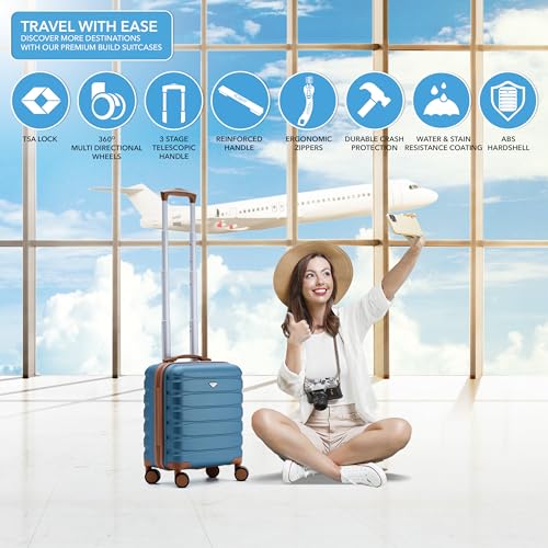 Flight Knight Carry On Suitcase Hardside TSA Lock & USB Port Silent Double Spinner Wheels Maximum Underseat Carry-On Bag For Virgin & South West Approved Airlines( 16.25x13.5x8