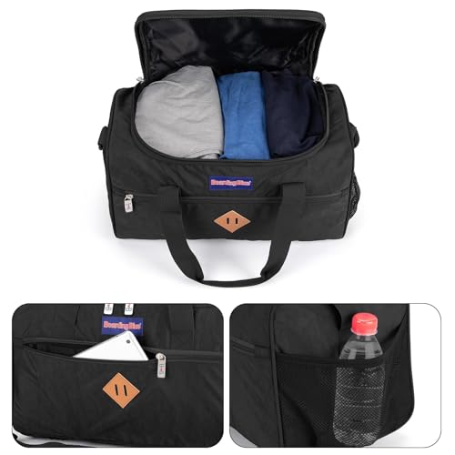 17X10X9 Inches United Airlines Personal Item Under Seat Duffel bag Suitable for Major Airlines including United, Spirit, Jetblue, Frontier, and American - Duffel Bag Design (Black)