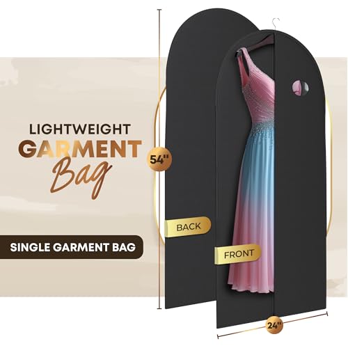 Your Bags 5pcs Hanging Garment Bag with Window - Bulk Garment Bags for Hanging Clothes, Closet Storage and Travel - Dress Bag for Gowns & Long Dresses 54