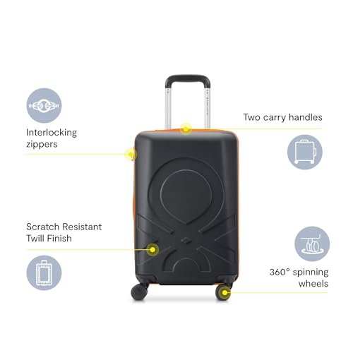 United Colors of Benetton Fabrica Hardside Luggage with Spinner Wheels, Blue, Carry-On 19 Inch