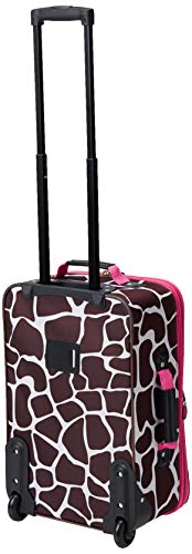 Rockland Fashion Softside Upright Luggage Set,Expandable, Pink Giraffe