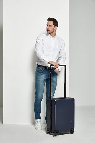M&A Lakeside Wide Trolley Spinner Luggage with TSA-Lock, Navy Blue, Carry-On 20-Inch