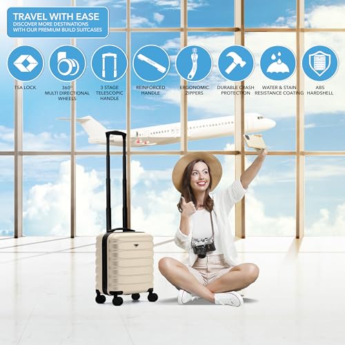 Flight Knight Carry On Suitcase Hardside TSA Lock & USB Port Silent Double Spinner Wheels Maximum Underseat Carry-On Bag For Virgin & South West Approved Airlines( 16.25x13.5x8