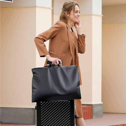 Suit Garment Clothes Travel Bag: 43 inch Lightweight Foldable Black Short Fabric Breathable - Hanging Storage Cover Pockets Zipper for Men - Wardrobe Carry Coat Jacket Uniform Tuxedo Shirt