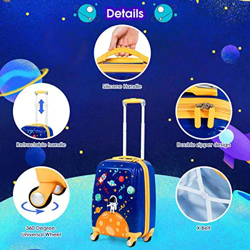 GYMAX 2Pc Kid Carry On Luggage Set