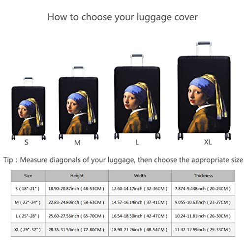 TRAVEL KIN Thickened Luggage Cover, Washable Spandex Protective Cover for 18/24/28/32 Inch Suitcases - XL (29