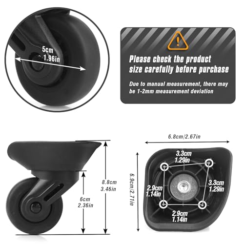 Zoofen Luggage Wheels Replacement 2 pcs Suitcase Replacement Wheels Wear-Resistant Carry On Spinner Casters (ZA
