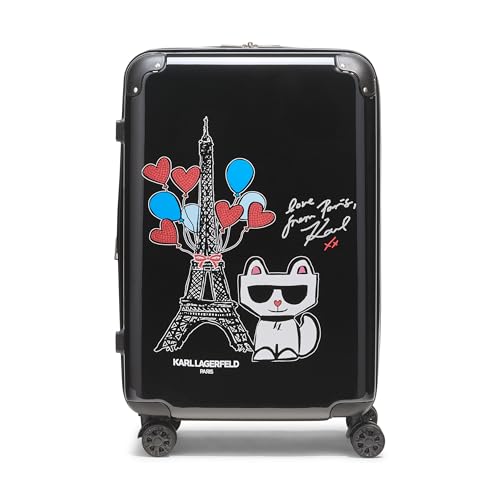 Karl Lagerfeld Paris Up in Paris Upright Hardside Suitcase, Black, Medium