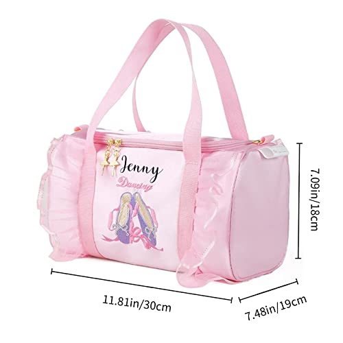 Personalized Kids Dance Ballet Bag Large Capacity Fashion Tote Bag Custom Dance Bag Waterproof Kids Travel Bag Pink Lace Bag for Girls Yoga Bag Dance Duffle Bag
