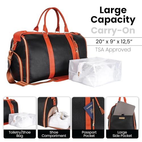 LUHXE Travel Convertible Carry On Garment Roller Bag with Shoe Pouch & Detachable Shoulder Strap - Charcoal
