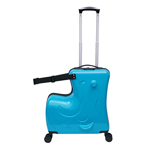SABUIDDS 20 Inch Kids Ride-On Suitcase with Wheels - Children's Travel Trolley Luggage - Thickening Aluminum Tie Rod
