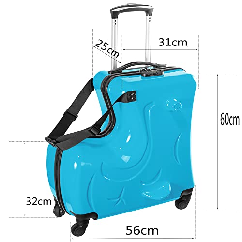 wangbaochang2017 Portable boys and girls children ride on a Trojan suitcase and for parents to rest assured kids luggage sets (blue