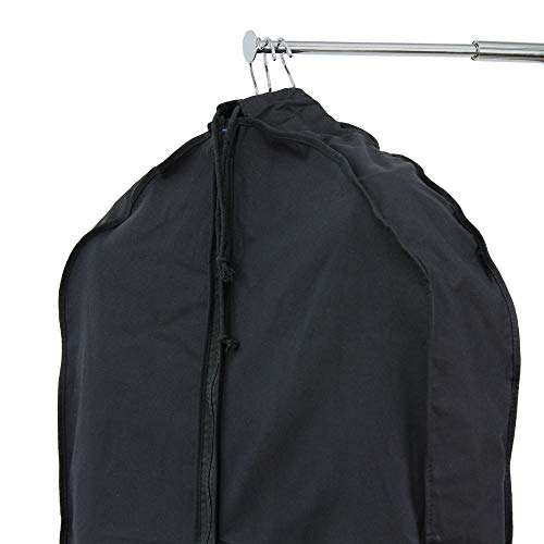 100% Cotton Black Canvas Gusseted Garment Bag, Short Length for 4