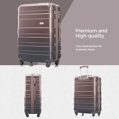 Merax 3 Pcs ABS Hardside Luggage Sets TSA Lock Spinner Wheel Suit Case, Metallic Golden