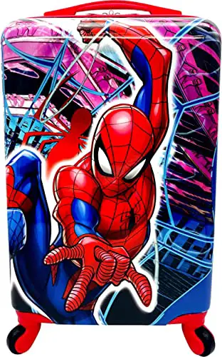 Fast Forward Kids Licensed Hard-Side 20” Spinner Luggage Lightweight Carry-On Suitcase (Spiderman