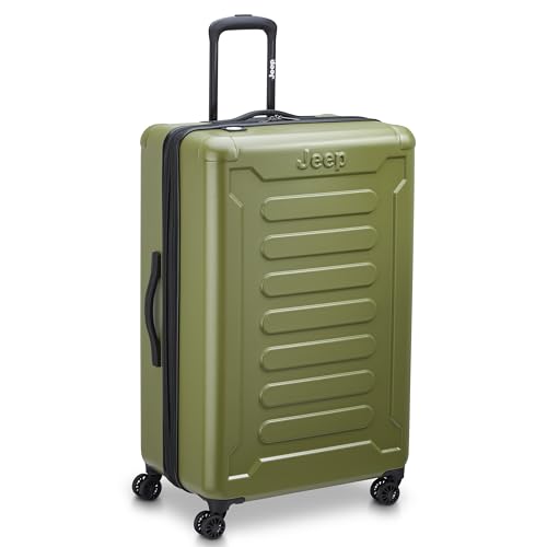 Jeep JH004C Hardside Expandable Luggage with Spinner Wheels, Avocado, Checked-Large 28 Inch
