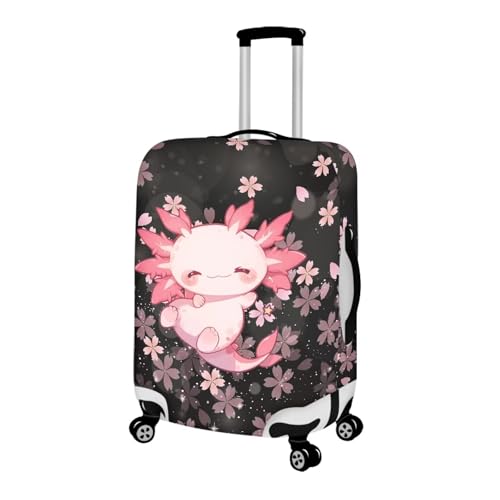 HELLHERO Cherry Blossoms Axolotl LuggageCover for Suitcase 29/30/31/32 Inch Thickened Luggage Covers Spandex Protective Cover Baggage Case Trolley Cover Camping Business Holiday